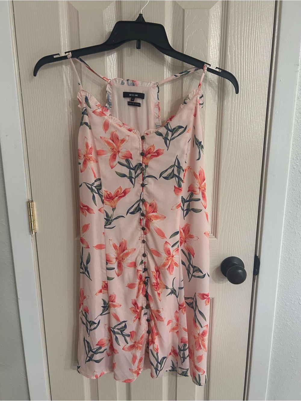 Miss Me Women’s Pink Floral Button-Front Dress – Size Large